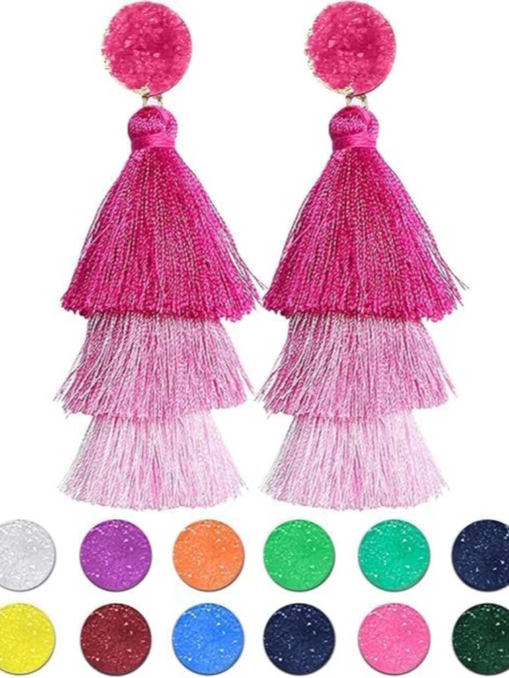 Tassel Earrings for Women - Colorful Layered Tassle Dangle Drop Earrings